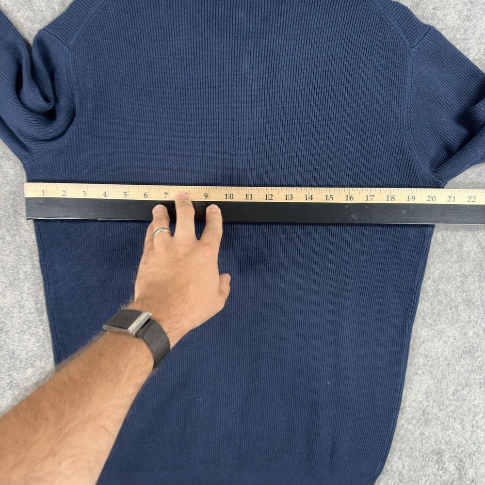 RAITH Cardigan Sweater Mens Large Blue 100% Cotton Button Front Knit Pockets - Picture 11 of 16